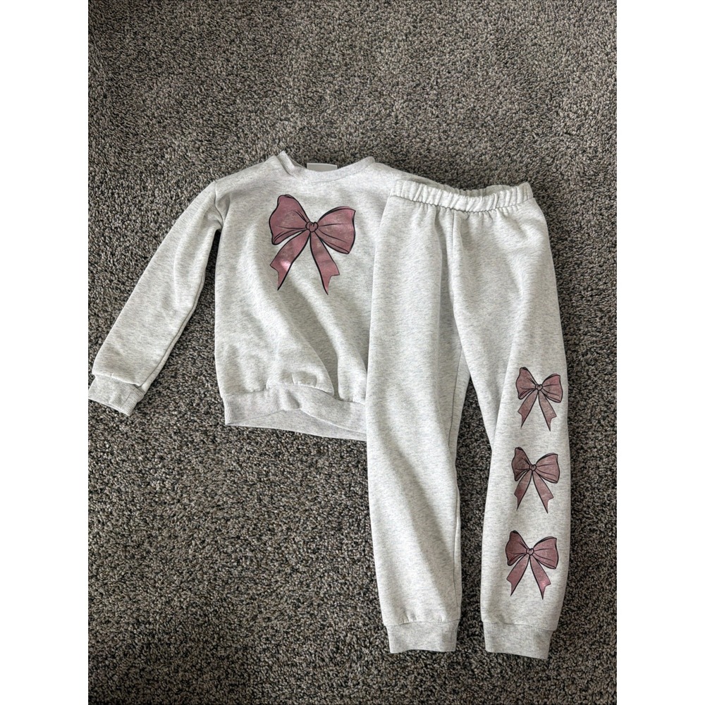 The Children's Place 5T Girls Two Piece Sweatsuit Bows Coquette